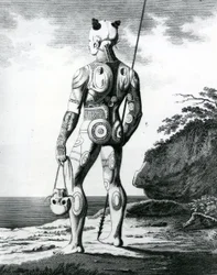 Un joven Noukahiwan no completamente tatuado, 1813